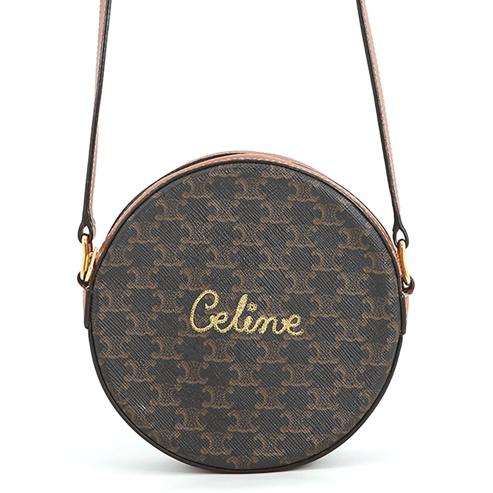 Celine Triomphe Round Shoulder Bag Leather Pochette